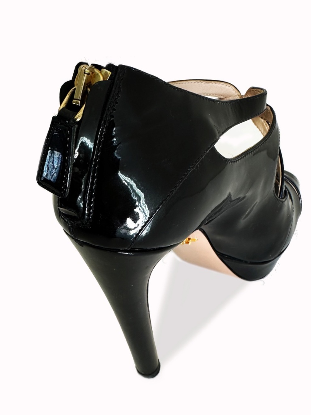 Prada Milano Vintage Black Patent Cutout Platform Peep-Toe Heels Size EU 36.5 - Picture 2 of 13